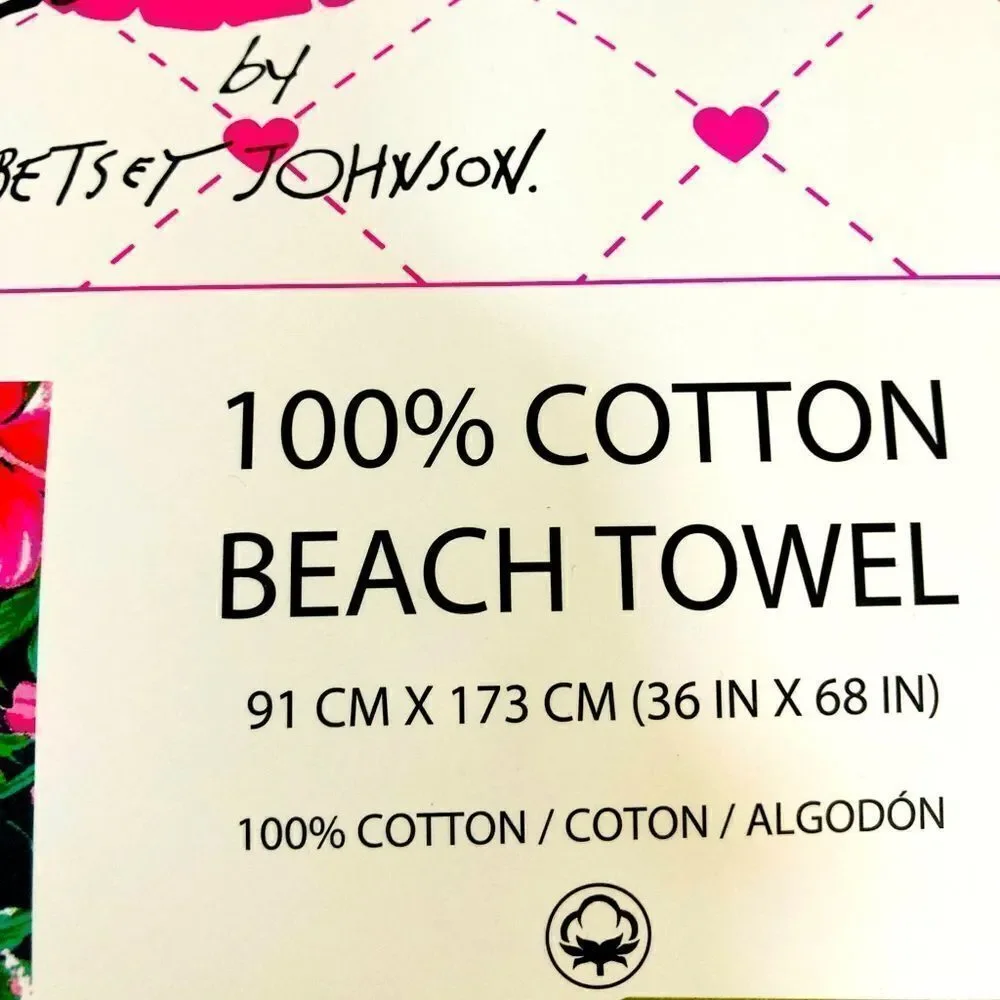 Betsey Johnson Hawaiian Hibiscus Tropical Palm Beach Towel